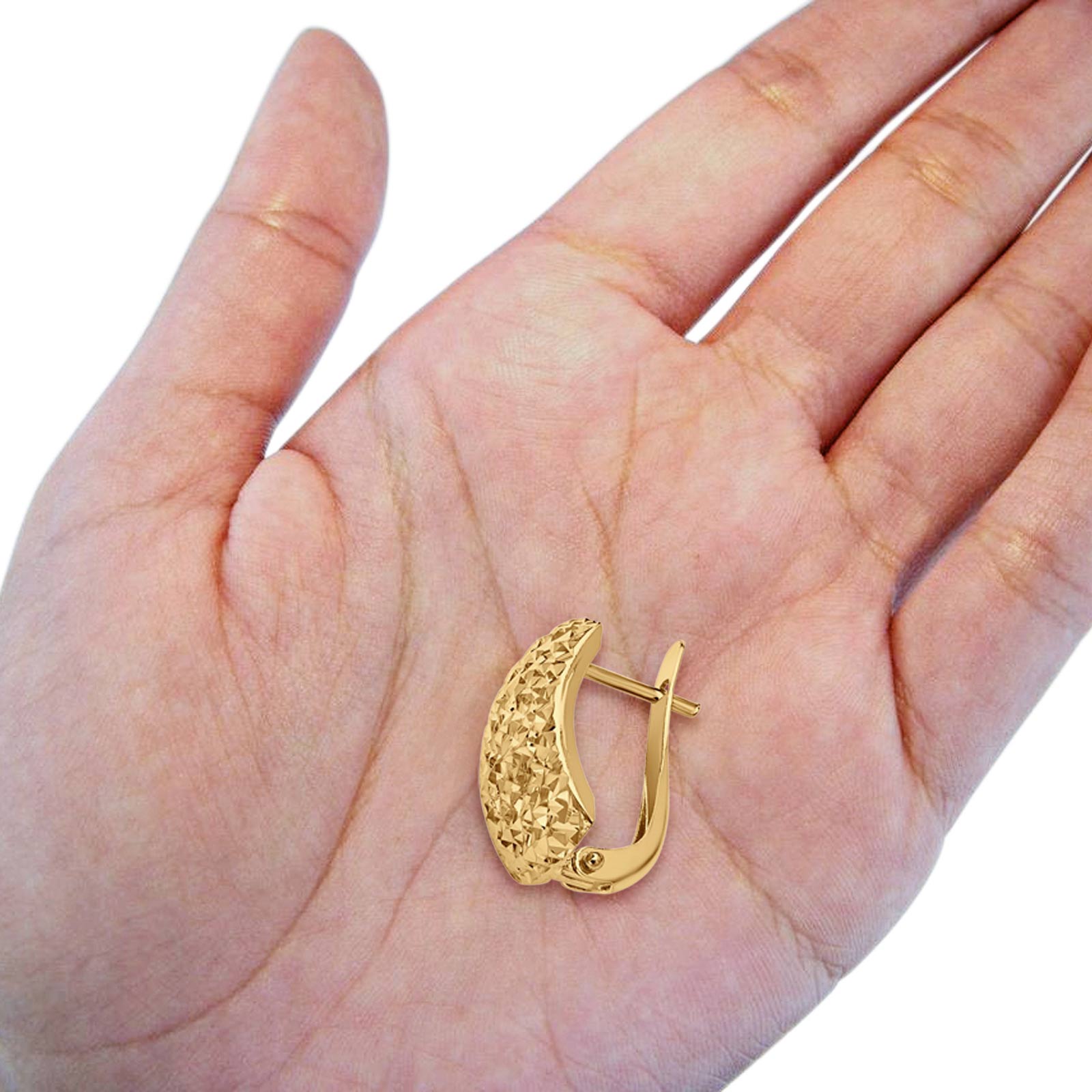 14K Solid Yellow Gold Half Huggies Clip Earrings 2.1grams 18mm