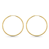 14K White & Yellow Gold Diamond Cut 1.5mm Snap Closure Hoop Earrings Endless 1.1grams 28mm