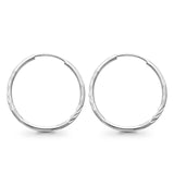 14K White & Yellow Gold Diamond Cut Real 1.5mm Snap Closure Hoop Earrings Endless 0.9grams 23mm