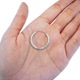 14K White & Yellow Gold Diamond Cut 1.5mm Snap Closure Hoop Earrings Endless 0.6gram 17mm