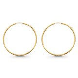 14K White & Yellow Gold 2mm Snap Closure Hoop Earrings Endless 2.4grams 50mm