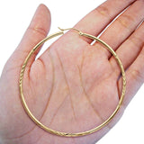 Echte 2-mm-Creolen mit Schnappverschluss aus 14-karätigem Gold mit Diamantschliff, aufklappbar, 2,7 Gramm, 55 mm