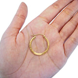 14K White & Yellow Gold Real Diamond Cut 2mm Snap Closure Hoop Earrings Hinged 1.1grams 20mm