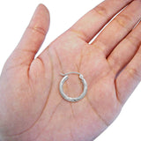 14K White & Yellow Gold Diamond Cut Real 2mm Snap Closure Hoop Earrings Hinged 0.8gram 15mm