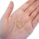 14K White & Yellow Gold Diamond Cut Real 2mm Snap Closure Hoop Earrings Hinged 0.7gram 13mm