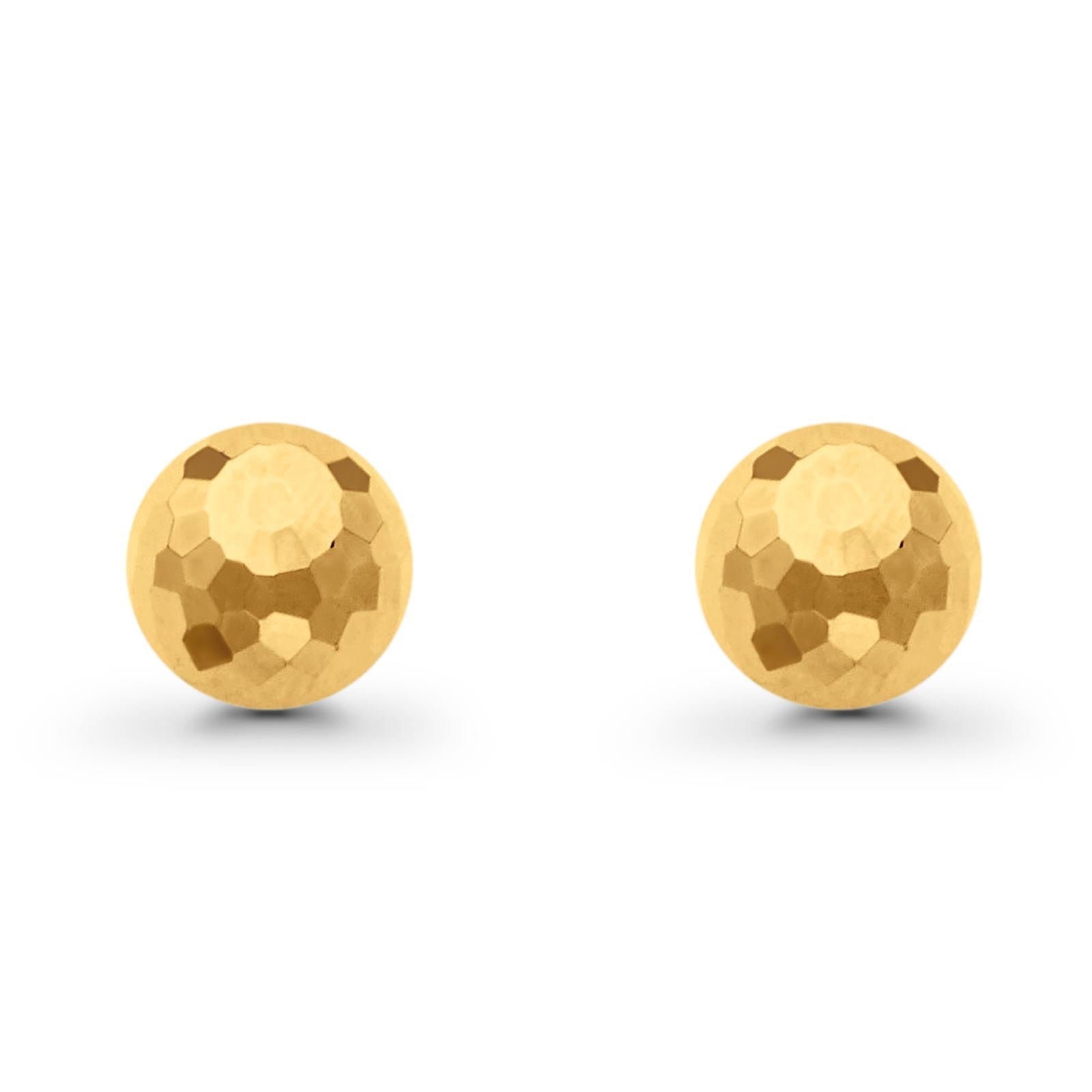 14K Yellow Gold Real 9mm Disco Ball Fancy Earrings With Push Back 1.9gms