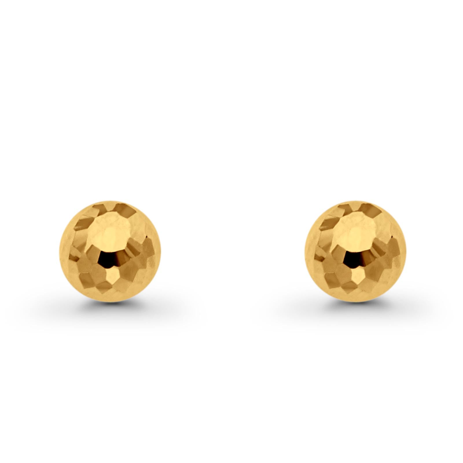 14K Yellow Gold 7mm Disco Ball Earrings With Push Back 1.4grams