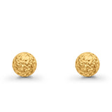 14K Yellow Gold Diamond Cut 7mm Half Ball Earrings With Push Back 1.3grams