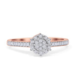 Halo-Ehering mit rundem Cluster-Diamant, 10 Karat Gold, 0,15 ct