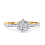 Halo Round Cluster Diamond Wedding Ring 10K Gold 0.15ct