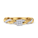 Twisted Rope Cluster Diamond Wedding Ring 10K Gold 0.20ct