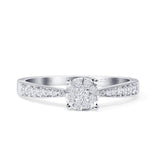 Halo Round Cluster Diamond Wedding Ring 10K Gold 0.20ct