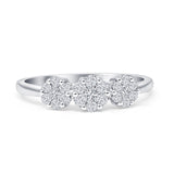 Triple Flower Cluster Diamond Wedding Ring 10K Gold 0.44ct