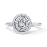 Diamant-Halo-Ring Milgrain, ovale Form, 10 Karat Gold, 0,28 ct