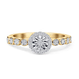 Sparkling Round Diamond Halo Ring 10K Gold 0.15ct