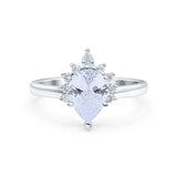 14K Gold Teardrop Art Deco Pear Shape Bridal Simulated Cubic Zirconia Wedding Engagement Ring