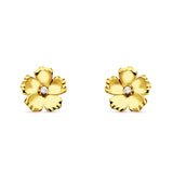 14K Gold 9mm Petite Dainty Flower Cubic Zirconia Floral Stud Earring