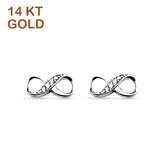 14K White Gold 5mm Solid Infinity Cubic Zirconia Stud Earring