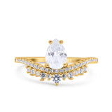 14K Gold Art Deco Solitaire Accent Pear Shape Bridal Simulated Cubic Zirconia Wedding Engagement Ring