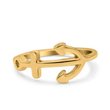 14K Gold Ankerband Massiver Daumenring für Hochzeit, Verlobung
