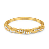 14 K Gold 0,10 ct rund 3 mm G SI Half Eternity Infinity Twisted Band Diamant-Verlobungs-Ehering