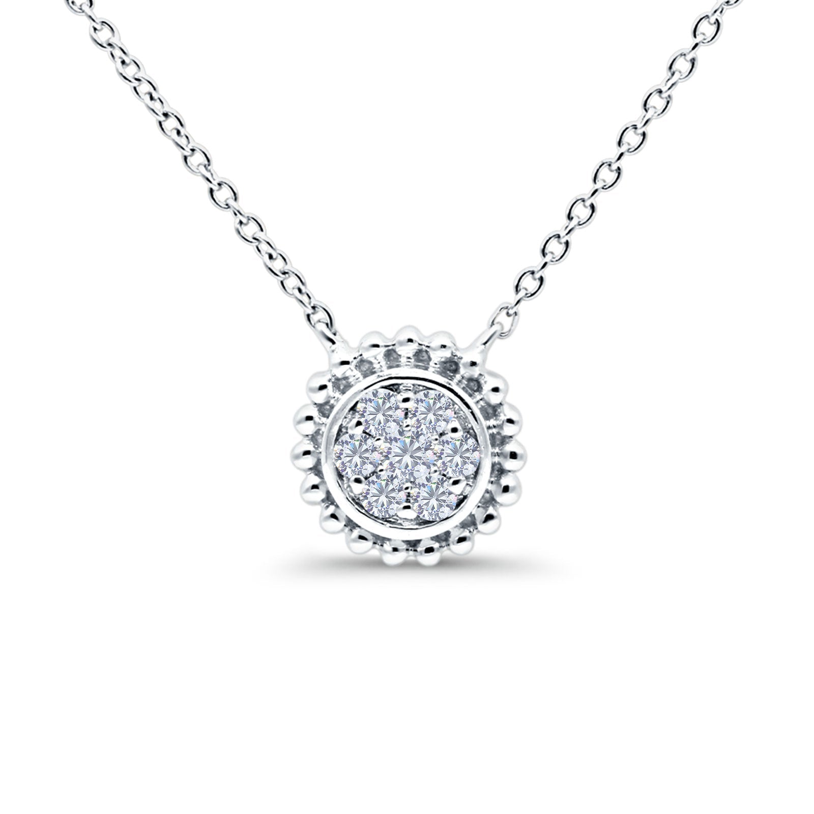 14K Gold .13ct G SI Round Diamond Solitaire Pendant Necklace 18" Chain