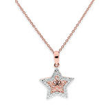 14K Gold 0.17ct Diamond Filigree Star Pendant Necklace 18" Long