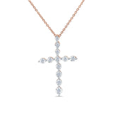 14K Gold .09ct G SI Round Diamond Cross Pendant Necklace 18" Chain