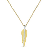 Diamant-Anhänger-Blatt-Halskette 14K Gold 0,13ct