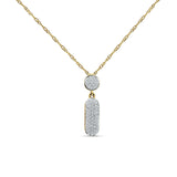 14K Gold 0.11ct Crystal Drop Diamond Pendant Chain Necklace 18" Long