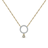 Dangling Open Circle Diamond Necklace 14K Gold 0.09ct