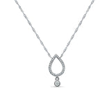 Dangling Diamond Pear Teardrop Necklace 14K Gold 0.09ct