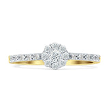 Halo-Ring mit rundem Diamant-Blumenmuster, 14 Karat Gold, 0,33 ct