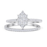 Diamond Cluster Ring 0.25ct Marquise Shaped Two Piece Natural 14K Gold