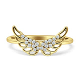 Butterfly Angel Wings Diamond Statement Ring 14K Gold 0.10ct