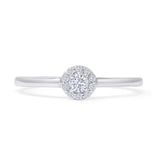 Classic Halo Solitaire Bridal Ring 0.20ct Round Natural Diamond 14K Gold
