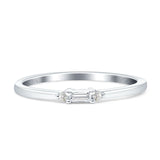 Stacking Baguette And Round Diamond Ring 14K Gold 0.07ct