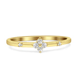 Diamond Round Four Leaf Clover Stackable Ring 14K Gold 0.09ct