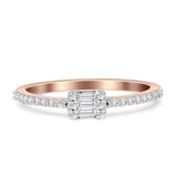 Stackable Petite Baguette & Round Diamond Ring 14K Gold 0.19ct