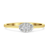Ovaler Diamant-Halo-Ring, 14 K Gold, 0,15 ct
