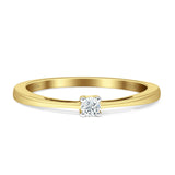 Solitaire Round Diamond Statement Ring 14K Gold 0.08ct