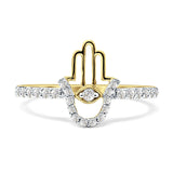 Diamant-Hamsa-Hand-Ring-Statement-Band 14K Gold 0,27ct