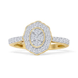 Oval Shaped Cluster 0.53ct Diamond Halo Engagement Ring 14K Gold