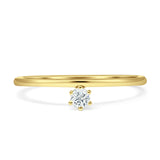 Diamond Solitaire Ring Round Statement 14K Gold 0.10ct