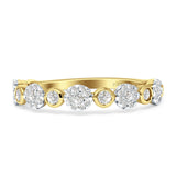 Diamond Flower Ring Half Eternity Stackable 14K Gold 0.31ct