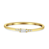 Baguette Diamond Ring Stackable Band 14K Gold 0.06ct