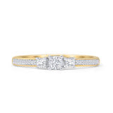 Runder Ring im Vintage-Stil mit 0,25 Karat drei Steinen und Diamanten aus 14-karätigem Gold