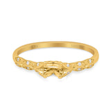 14 K Gold, 0,08 ct, runder, zierlicher, zierlicher Art-Déco-4-mm-G-SI-Diamant-Verlobungs-Ehering