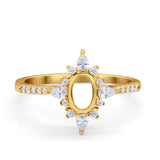 14K Gold 0.33ct Vintage Oval 8mmx6mm G SI Semi Mount Diamond Engagement Wedding Ring