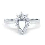 14K Gold 0.25ct Teardrop Pear 9mmx7mm G SI Semi Mount Diamond Engagement Wedding Ring